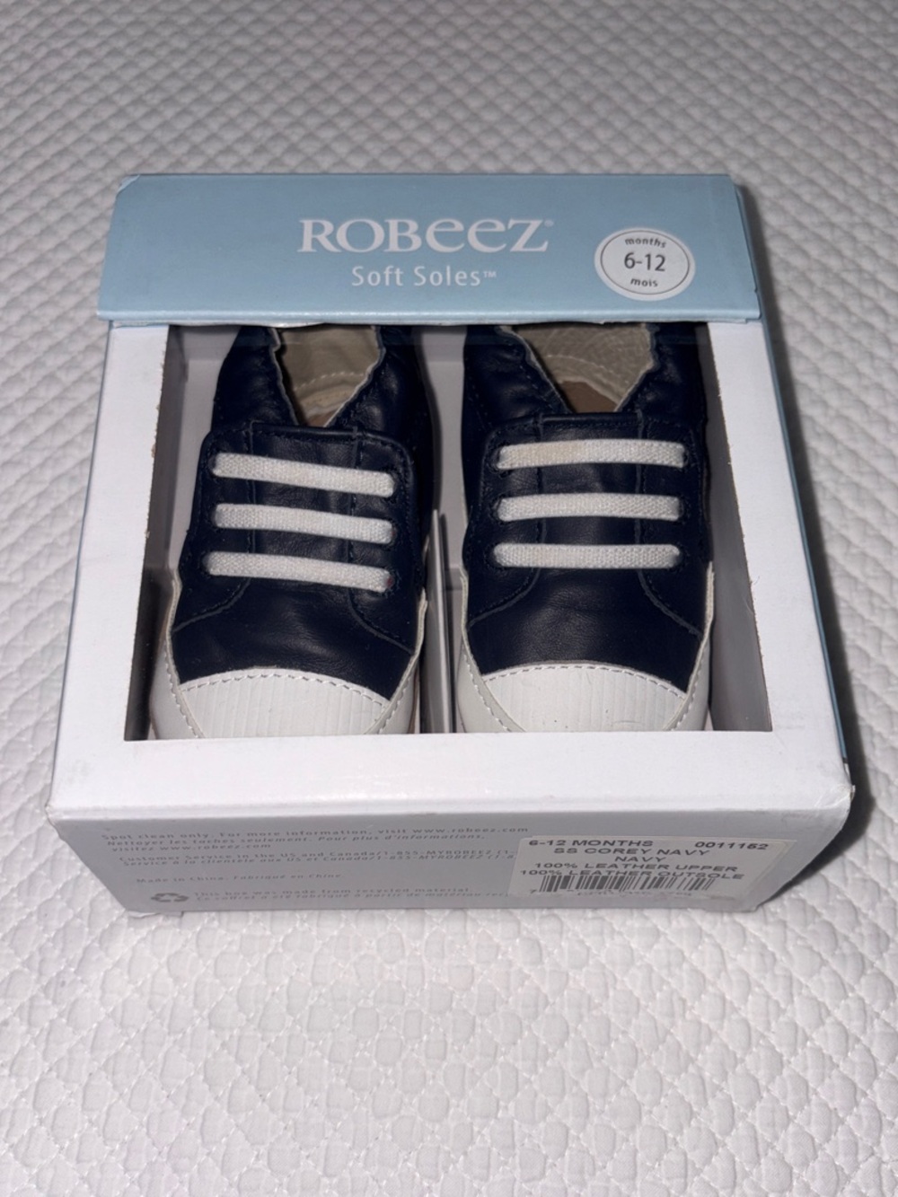 Robeez Navy and White Baby Soft Sole Sneakers